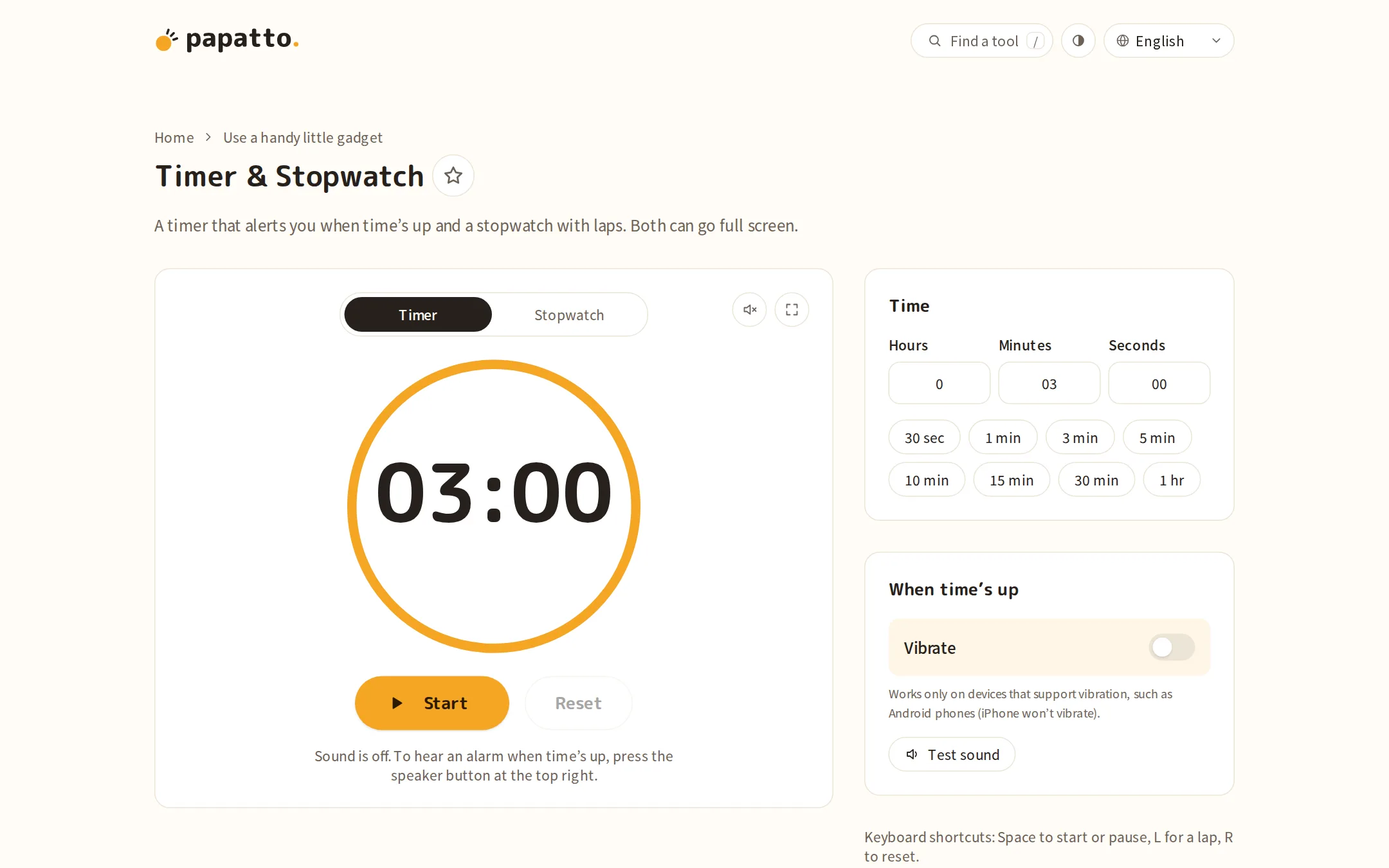 The Timer & Stopwatch tool